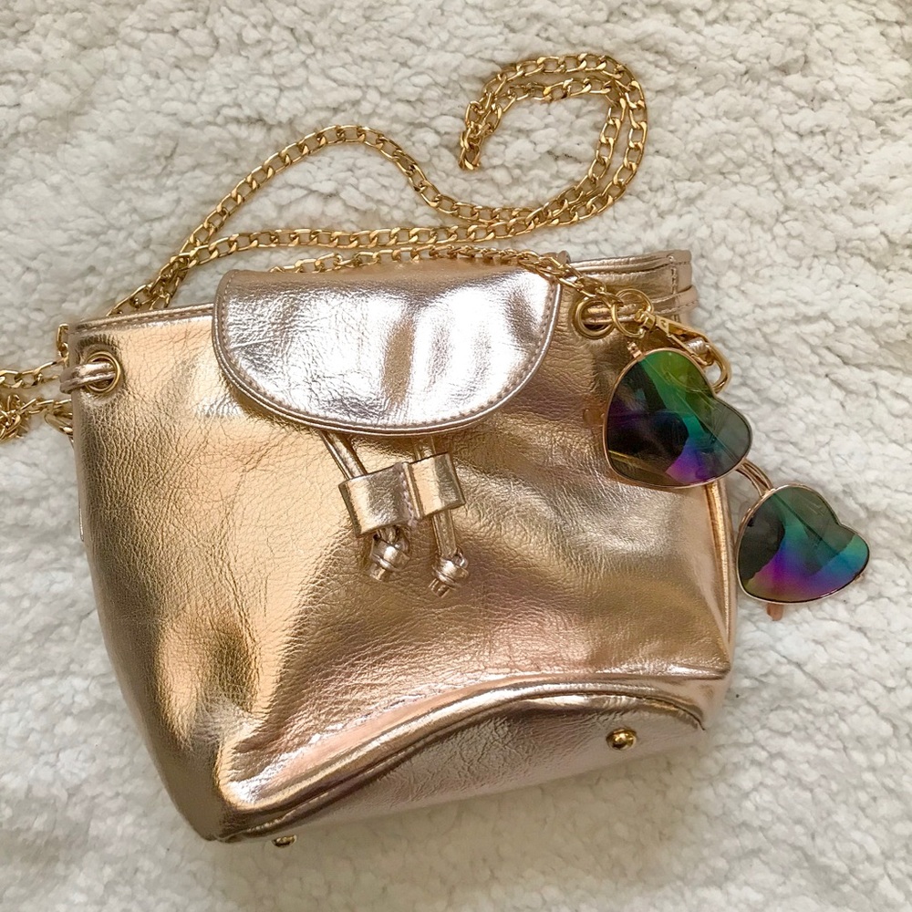 Tilly’s Mini Rose Gold Metallic Backpack